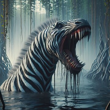 close up of a monster zebra in the water - version 2