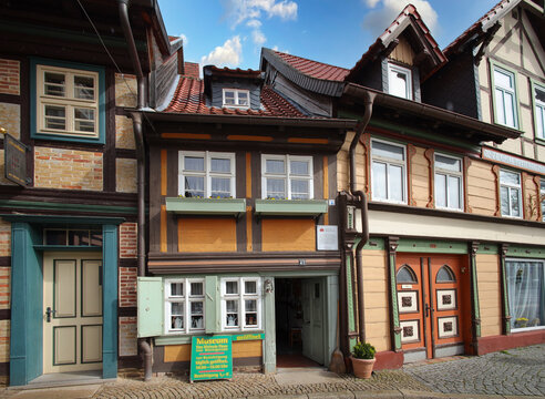 The smallest house in Wernigerode, museum, (open daily from 10 a.m. to 4 p.m. entry €1), harz mountains germany, march 29 2024
