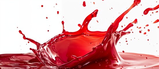 Red liquid splash on white surface