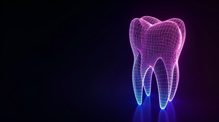 Glowing 3D hologram of tooth
