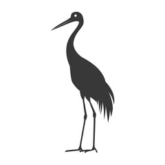 Obraz premium Silhouette crane bird animal black color only full body