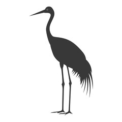 Silhouette crane bird animal black color only full body