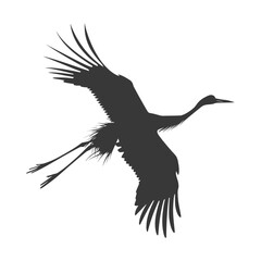 Fototapeta premium Silhouette crane bird animal fly black color only full body