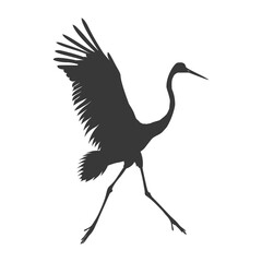 Fototapeta premium Silhouette crane bird animal fly black color only full body