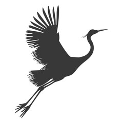 Obraz premium Silhouette crane bird animal fly black color only full body