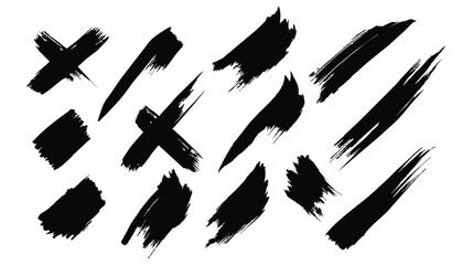 set of abstract black brushstrokes collections isolated on white background vector design