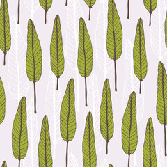 Leaves seamless pattern illustration, vector background
