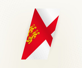 Abstract modern vertical flag of Sark on beige background with dots.