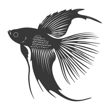 recommend clip art: Silhouette guppy fish animal black color only full body