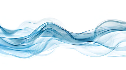 Abstract blue smooth wave lines, on a white background. Design element ,swirling movement of the blue smoke group, abstract line Isolated on white background
