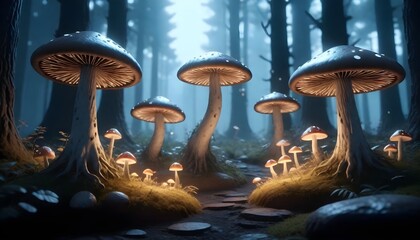 glowing mushrooms (38) - obrazy, fototapety, plakaty