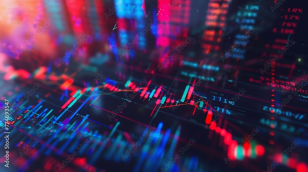 Aufkleber generative ai : stock market chart,stock market data on led display concept.