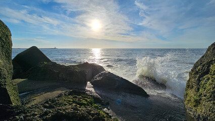 View over the North Sea from the pier of Wijk aan Zee and IJmuiden (Netherlands).