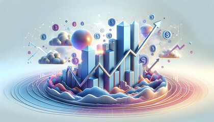 3d flat icon as Economic Pulse Close up of a heartbeat line on a financial chart symbolizing economic vitality. in financial growth and innovation abstract theme with isolated white background ,Full d