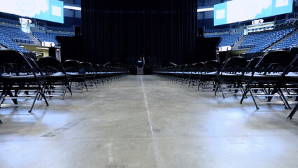 chairs in hall, building hall, chairs in a stadium