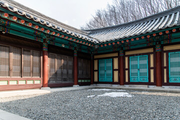 View of the building in the Buddhist temple