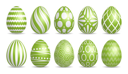 Set of green Easter eggs