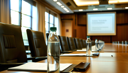 A sales professional gives a compelling presentation using charts and graphs at a corporate meeting with executives