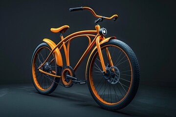a orange bicycle with black tires