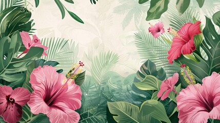 Tropical Garden Wedding: Lush Florals and conceptual metaphors of Lush Florals - obrazy, fototapety, plakaty