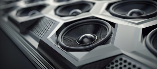 Close-up of speaker with numerous built-in speakers