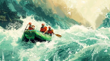Whitewater Rafting Voyages: Powerful Rapids and conceptual metaphors of Powerful Rapids - obrazy, fototapety, plakaty
