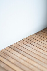 Wooden plank panel on white background