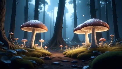 glowing mushrooms (43) - obrazy, fototapety, plakaty