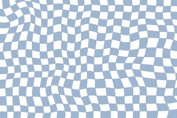 Pattern psychedelic checkerboard. Groovy retro wavy checkered texture. Psychedelic modern playful background. Retro graphic y2k design. Twisted and distorted trendy style illustration