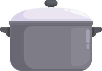 Closed saucepan icon cartoon vector. Soup kitchen pot. Metal material