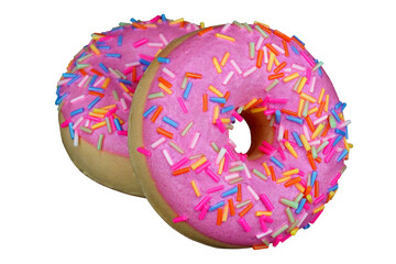 Pink donuts, transparent background. Png file