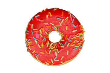 Red donut, transparent background. Png file