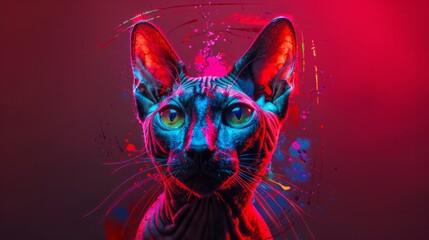 Naklejka premium Graffiti Sphinx: Photograph of a Cat Painted with Graffiti