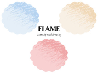 シンプルでおしゃれな色鉛筆画風の手描きフレームセット