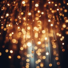 a blur light with a golden hue particles - obrazy, fototapety, plakaty