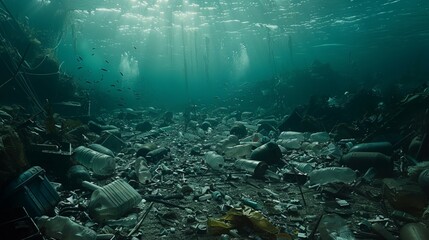 Ecological Crisis: Trash Underwater on the Ocean Floor