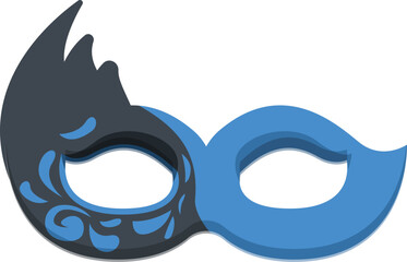 Black blue carnival mask icon cartoon vector. Fashion italian object. Style party