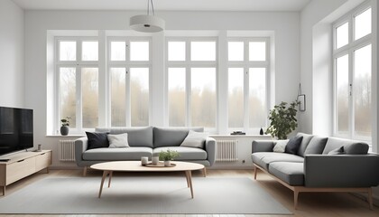 Contemporary interior design modern living room with window