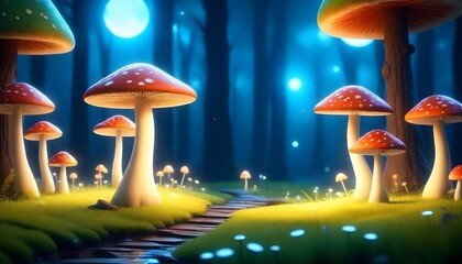 glowing mushrooms (25) - obrazy, fototapety, plakaty