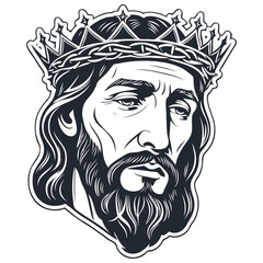 Jesus with crown, vector illustration