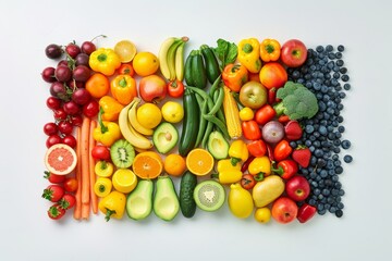Naklejka na ściany i meble Rainbow of Fresh Fruits and Vegetables for Healthy Eating