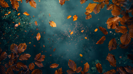 Fototapeta na wymiar Autumn Leaves Background, Generative Ai