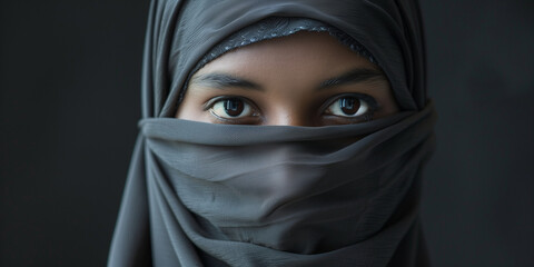 Naklejka premium arab asian muslim brown eyes woman in hijab