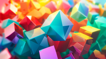 Digital generated image of abstract multi colored geometric shapes, background