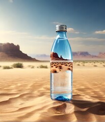 Bottle of water in the middle of the desert