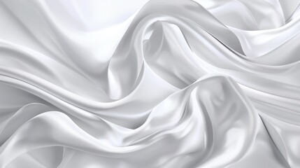 Beautiful white silver neutral satin abstract texture background. AI generated image - obrazy, fototapety, plakaty