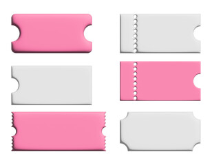 set pink vouchers, 3d discount coupons. vector illustration