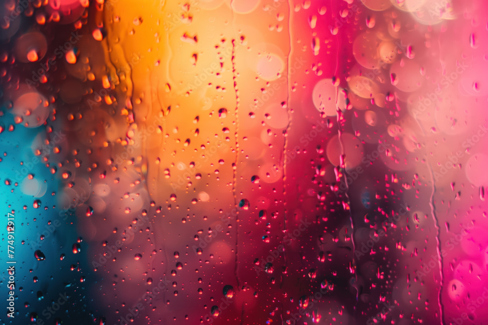 Poster abstract colorful background with water drops, lights and bokeh. background image. created with gene