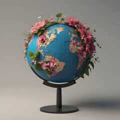 An AI-generated animation of a globe transforming into a blooming flower