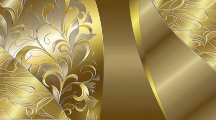 A close up of a gold and silver background with some decorative designs, AI